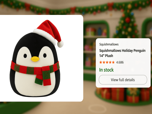 Online shopping interface showing interactive product details in a holiday-themed layout.