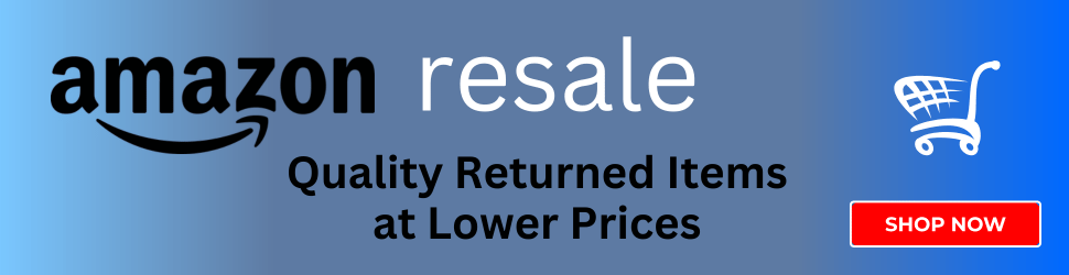 Amazon Resale banner promoting quality returned items at discounted prices with Shop Now button