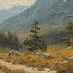 Oil landscape painting with visible cracking and peeling paint caused by improper oil painting layering techniques